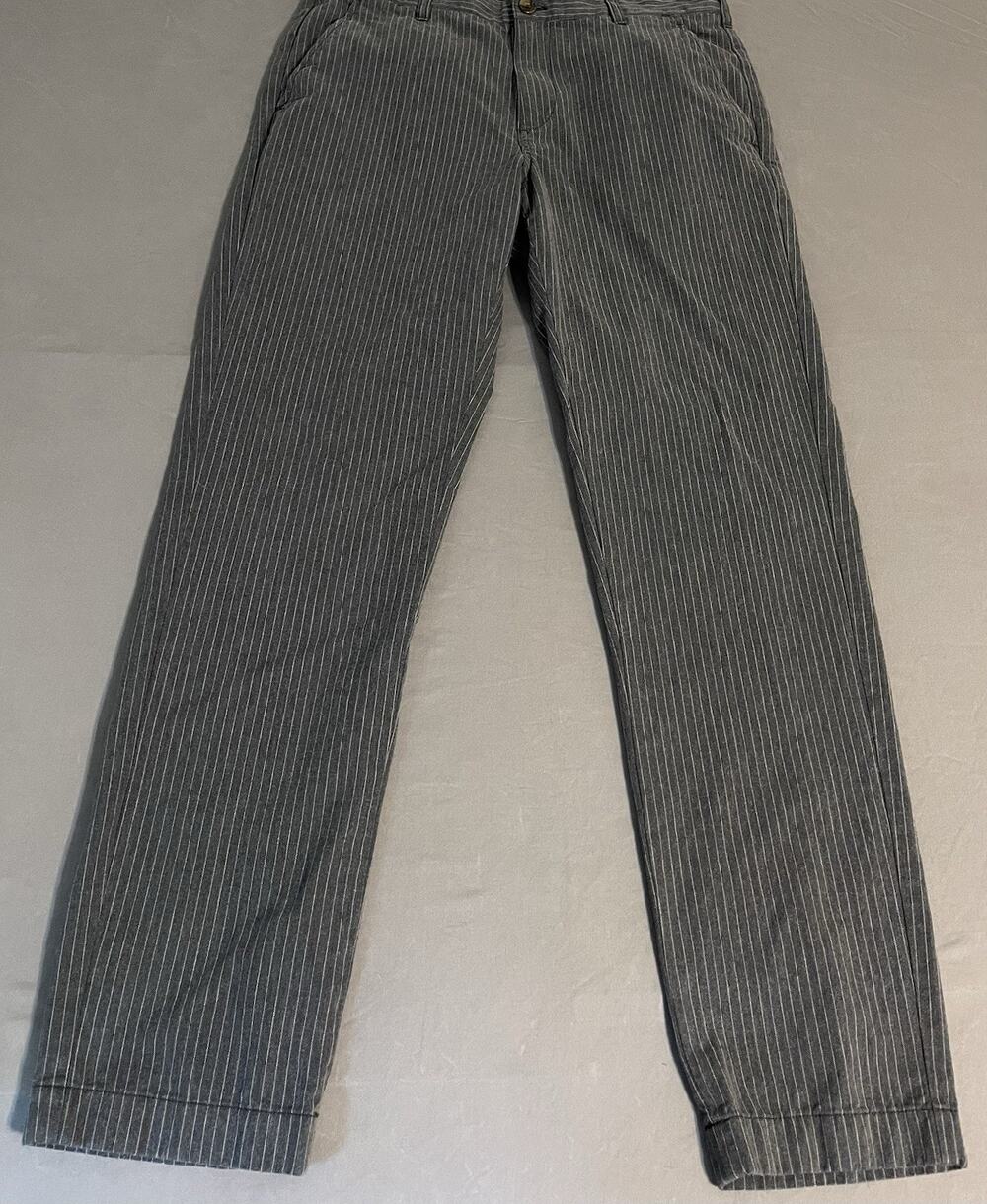 Brooks Brothers 346 Gray Pinstripe Chino Dress Pants Sz 34x32 Great Cond